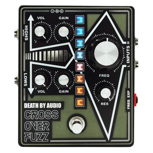 Death By Audio Crossover Fuzz Black Front View LED Cyberlight mode 2000x